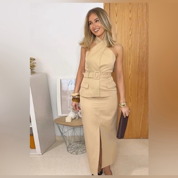 Zara Crossover Midi Dress With Belt - Picture 6 of 9